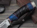 Нож Турист, клинок из стали Bohler М390, рукоять литье мельхиор, морёный граб резной, стабилизированная карельская береза