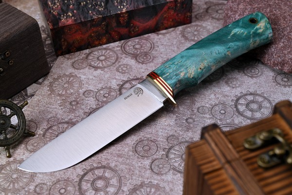 Нож Ласка, клинок из стали Bohler ELMAX, рукоять стабилизированная карельская береза