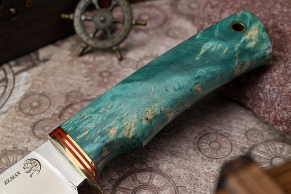 Нож Ласка, клинок из стали Bohler ELMAX, рукоять стабилизированная карельская береза