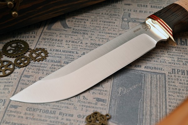 Нож Турист, клинок из стали Bohler ELMAX, рукоять венге, наборная береста
