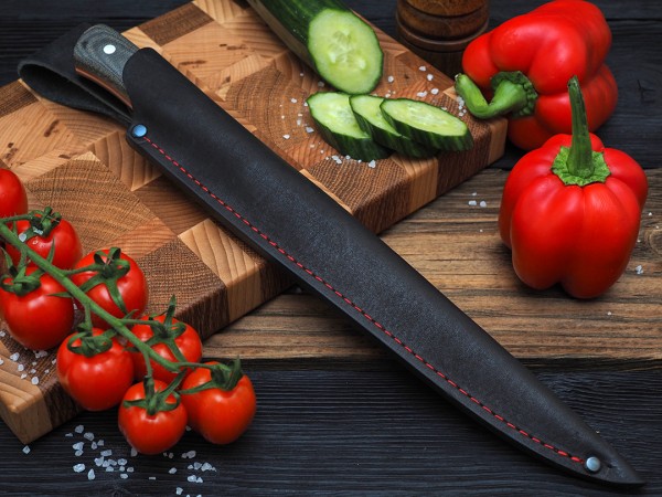 Нож Филейный № 3, клинок из стали Bohler S390, цельнометаллический, накладки микарта