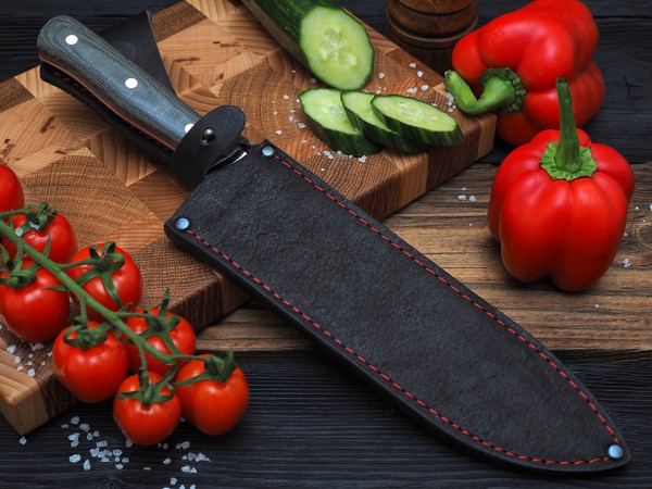 Нож Шеф-повар № 3, клинок из стали Bohler S390, цельнометаллический, накладки микарта