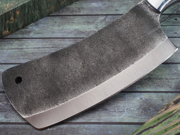 Тяпка №2, цельнометаллическая, клинок выполнен из кованной стали 95Х18, накладки стабилизированная карельская береза, дюраль