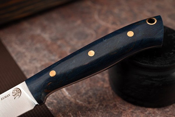 Нож Лесник, клинок из стали Bohler ELMAX, цельнометаллический, накладки стабилизированная карельская береза