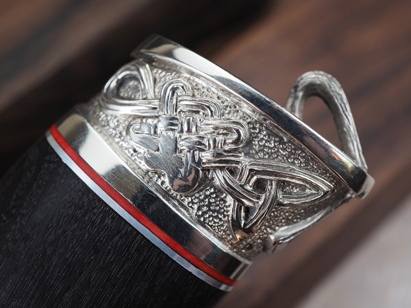 Нож Егерь, клинок из кованой стали Х12МФ, рукоять художественное литье мельхиор, мореный граб