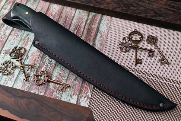 Нож Путник, клинок из тигельного булата, цельнометаллический, накладки стабилизированная карельская береза