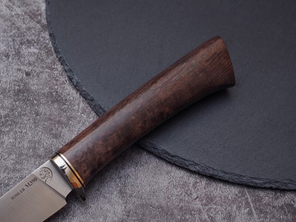 Нож Филейный № 1, клинок из стали Bohler М390, рукоять стабилизированная карельская береза