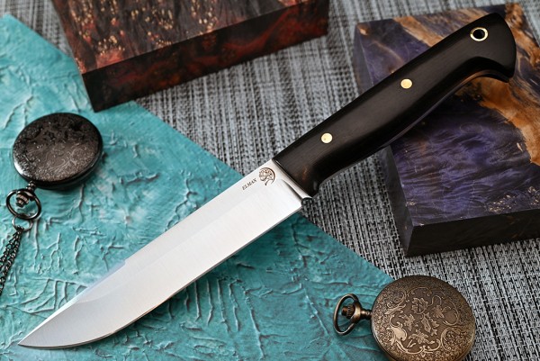 Нож Волк, клинок из стали Bohler ELMAX, цельнометаллический, накладки граб